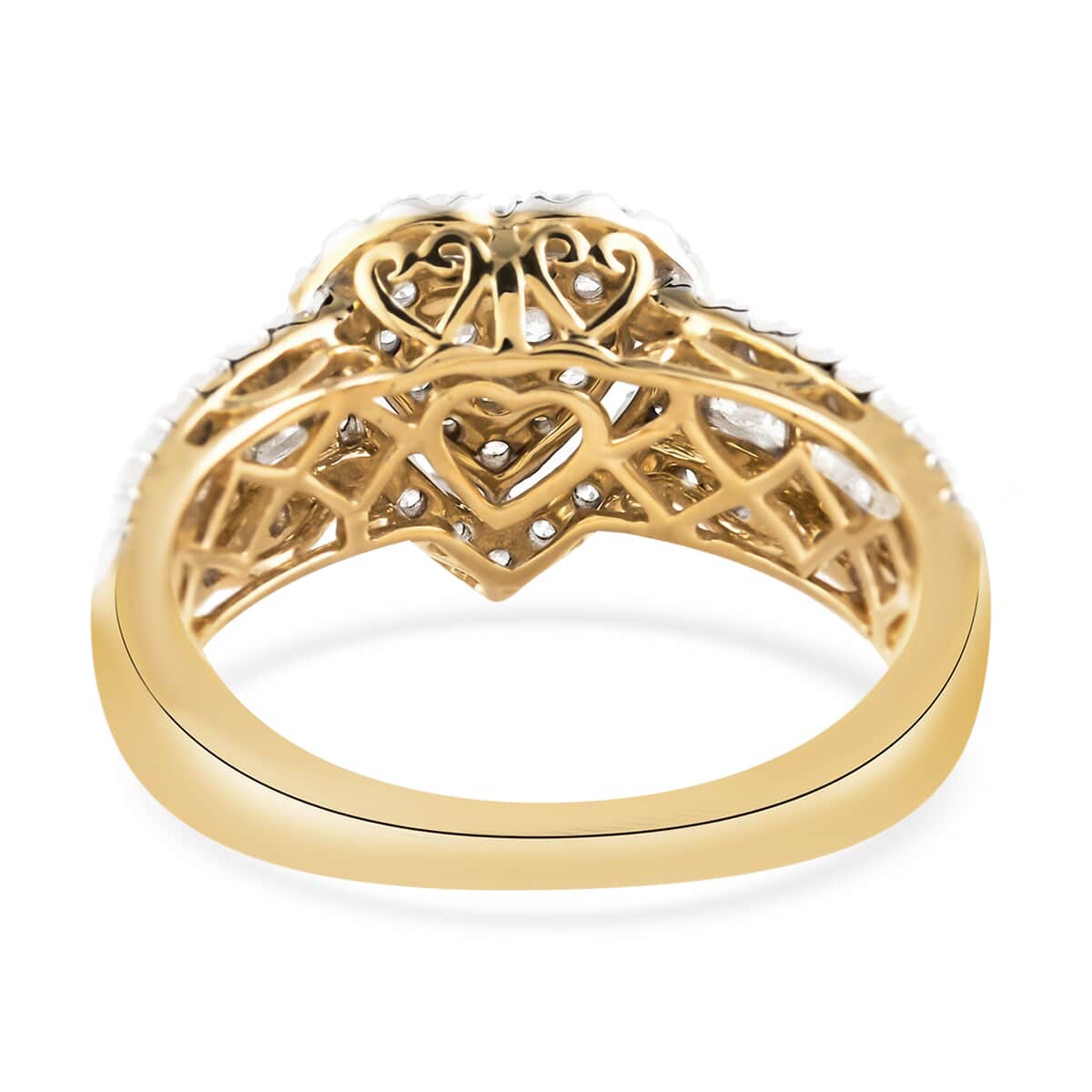 10K Yellow Gold G-H I2-I3 Diamond Heart Ring (Size 7.0) 4.50 Grams 1.00 ctw image number 4