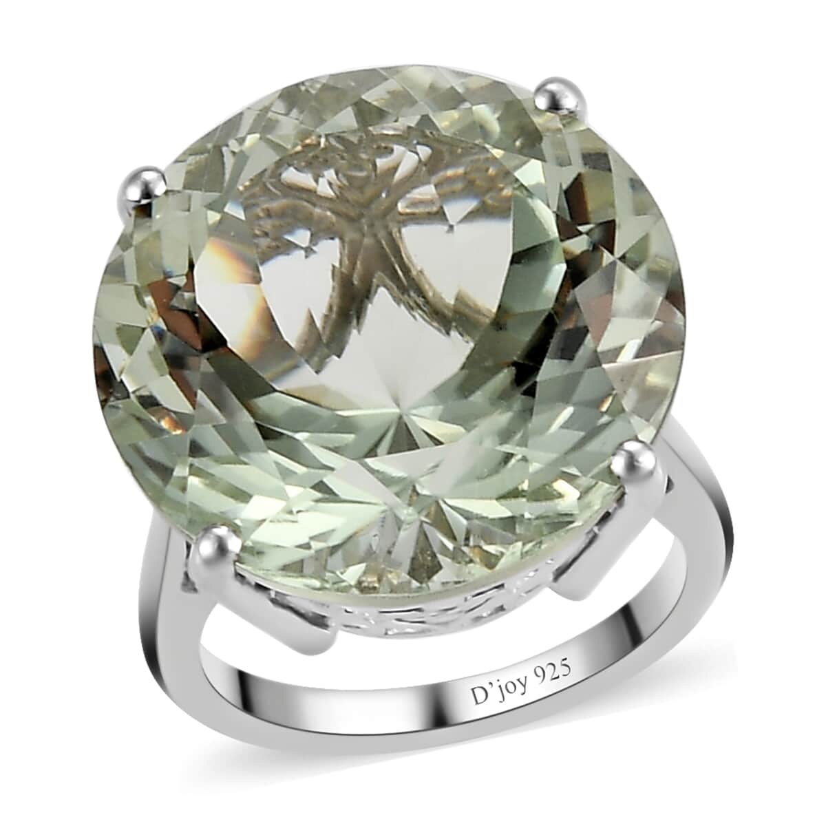 Montezuma Prasiolite Solitaire Ring in Platinum Over Sterling Silver (Size 10.0) 24.50 ctw image number 0