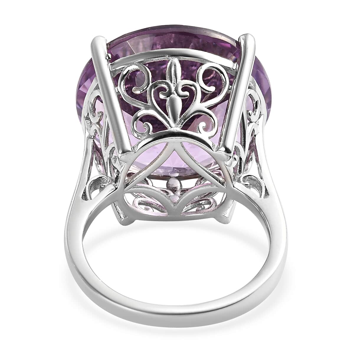 Rose De France Amethyst Solitaire Ring in Platinum Over Sterling Silver (Size 8.0) 27.25 ctw image number 4
