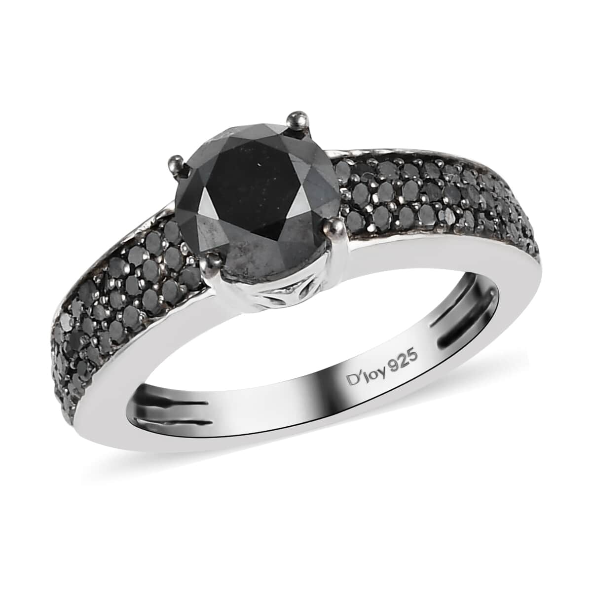 Black Diamond Ring in Rhodium and Platinum Over Sterling Silver (Size 10.0) 2.00 ctw image number 0