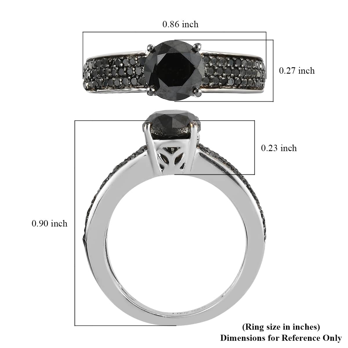 Black Diamond Ring in Rhodium and Platinum Over Sterling Silver (Size 10.0) 2.00 ctw image number 5