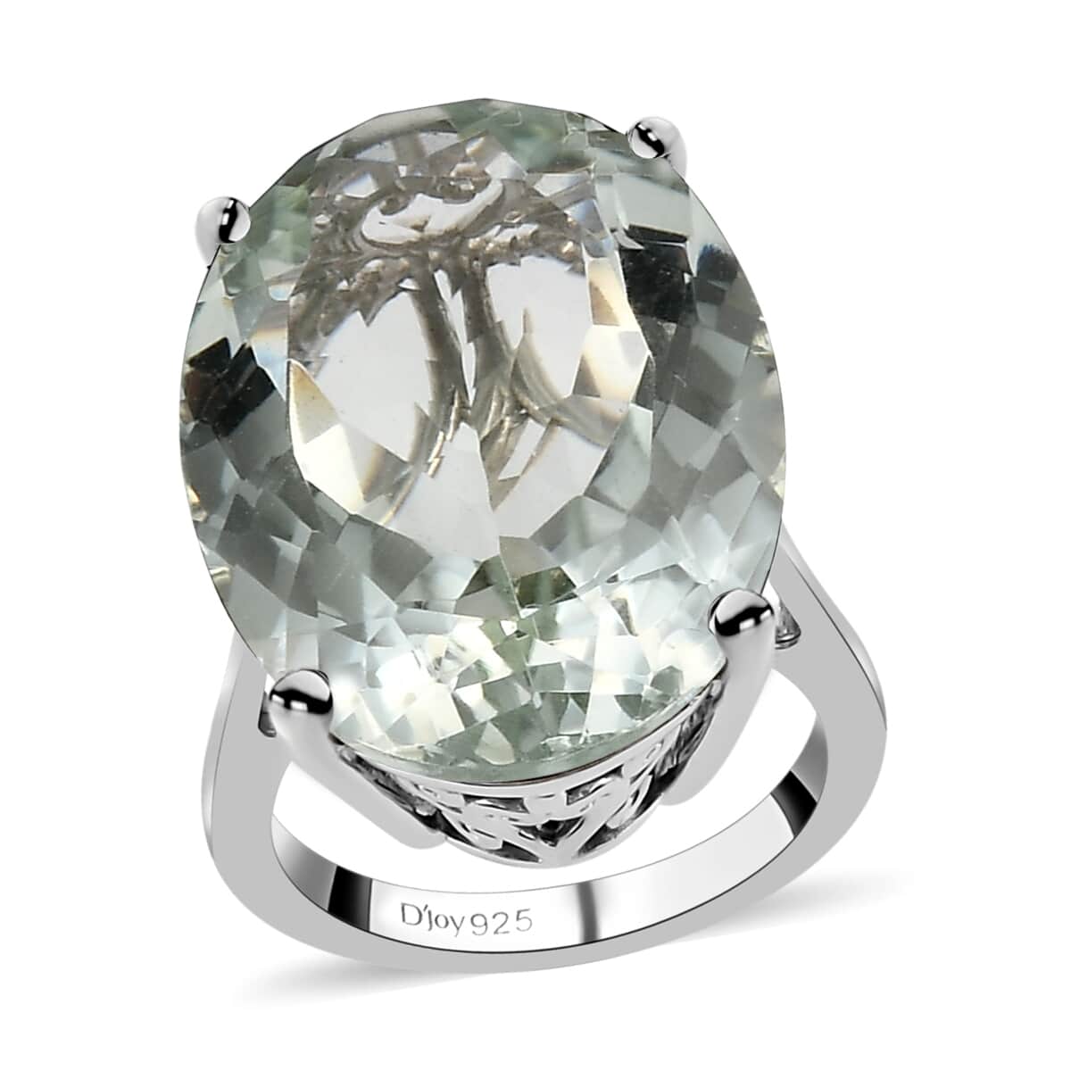 Montezuma Prasiolite Solitaire Ring in Platinum Over Sterling Silver (Size 7.0) 28.35 ctw image number 0