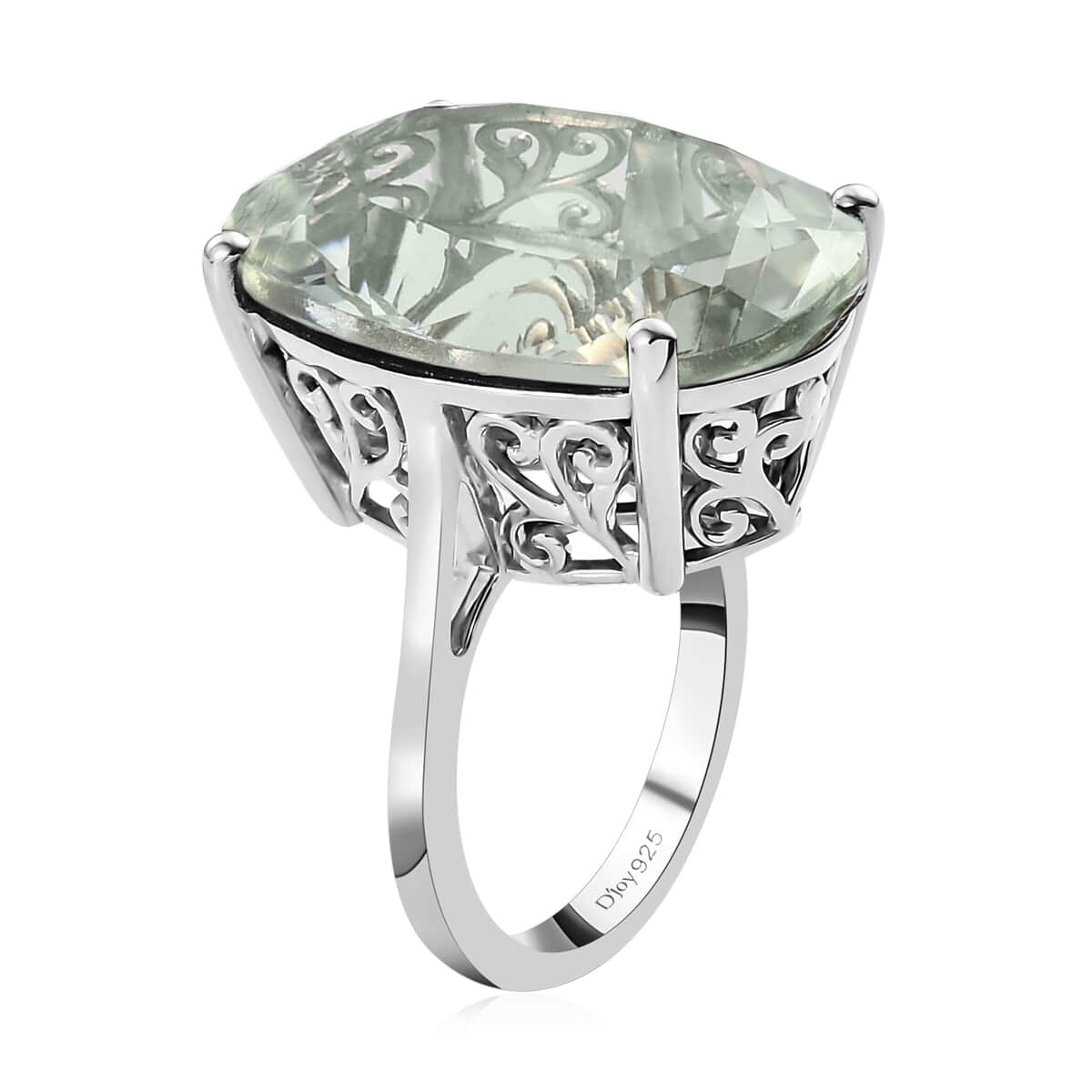 Montezuma Prasiolite Solitaire Ring in Platinum Over Sterling Silver (Size 7.0) 28.35 ctw image number 3