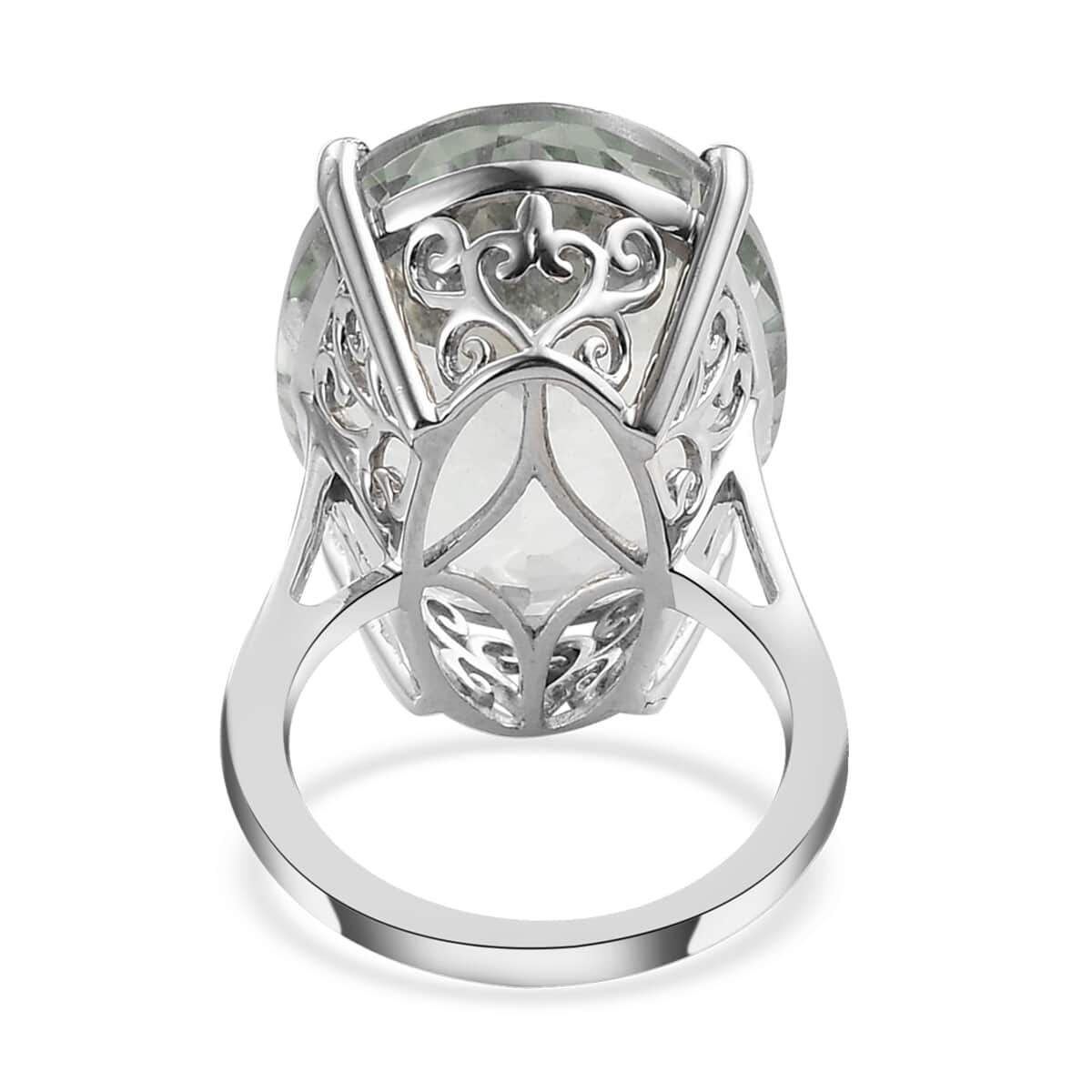 Montezuma Prasiolite Solitaire Ring in Platinum Over Sterling Silver (Size 7.0) 28.35 ctw image number 4