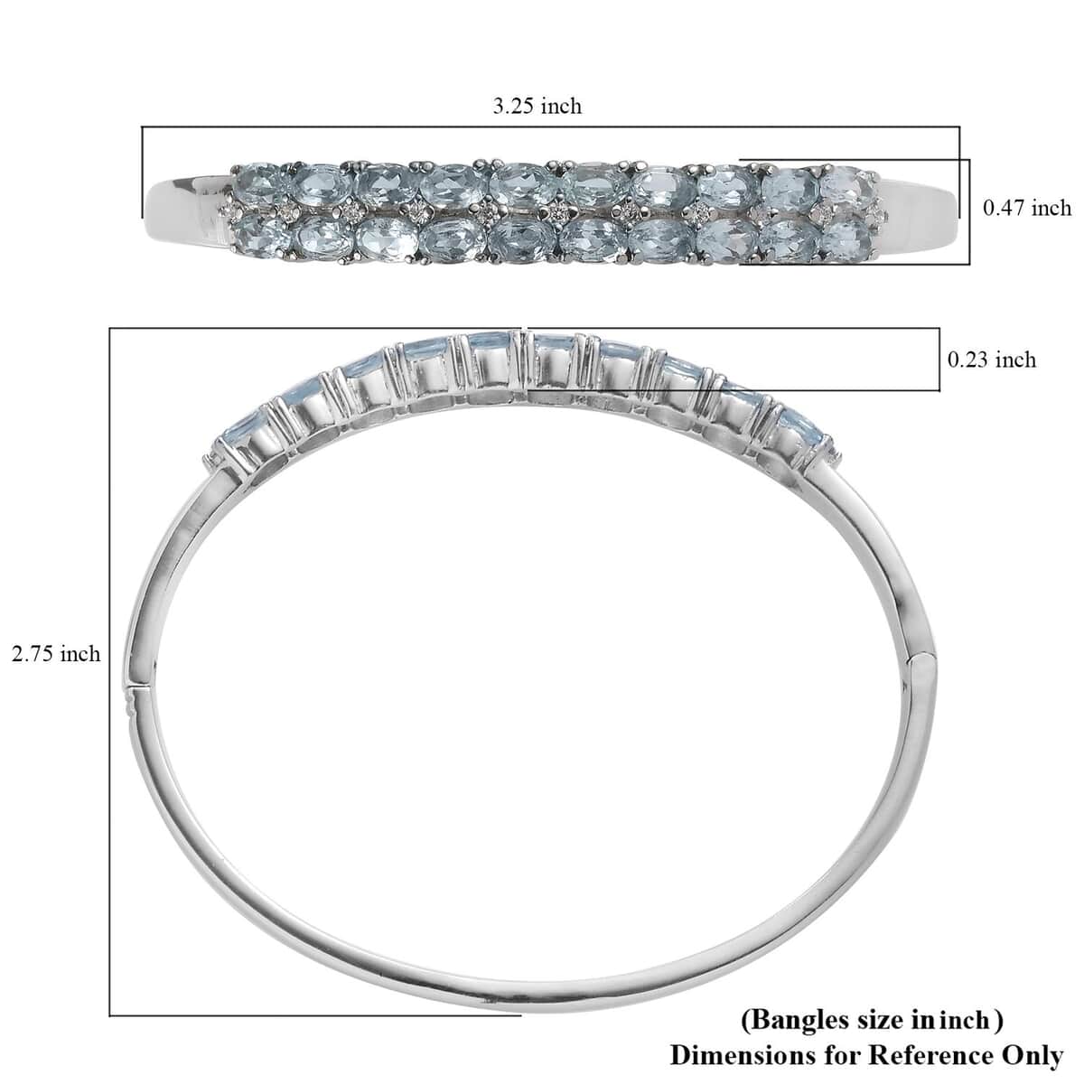 Sky Blue Topaz and Simulated Diamond Bangle Bracelet in Stainless Steel (8.00 In) 12.10 ctw image number 5