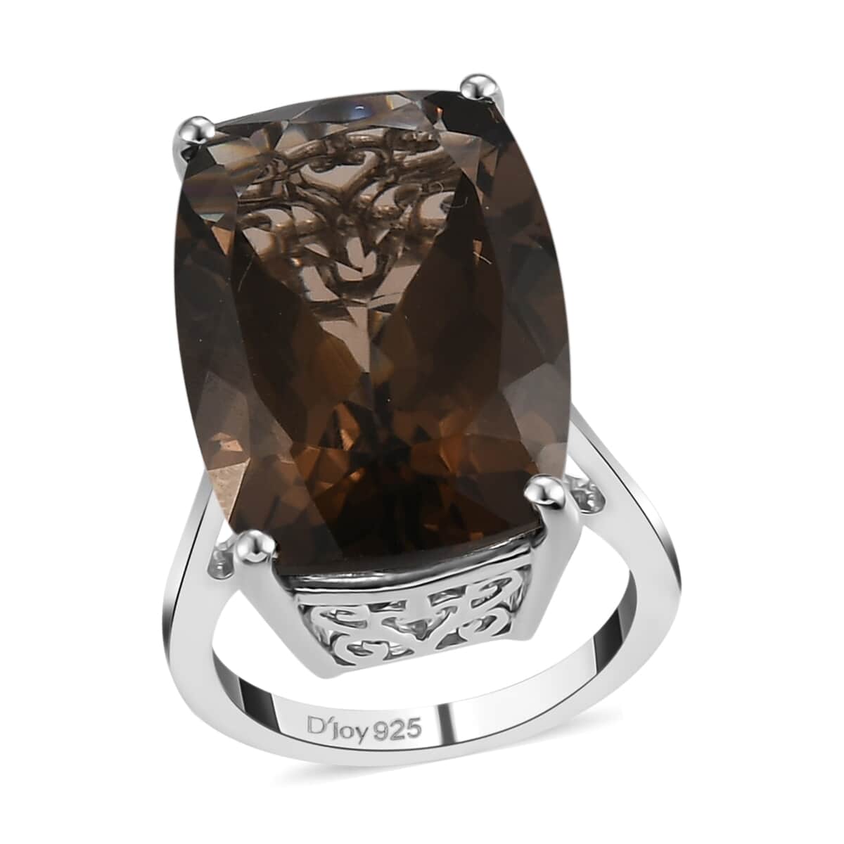 Brazilian Smoky Quartz Solitaire Ring in Platinum Over Sterling Silver (Size 10.0) 24.30 ctw image number 0