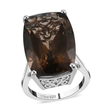 Brazilian Smoky Quartz Solitaire Ring in Platinum Over Sterling Silver (Size 10.0) 24.30 ctw image number 0