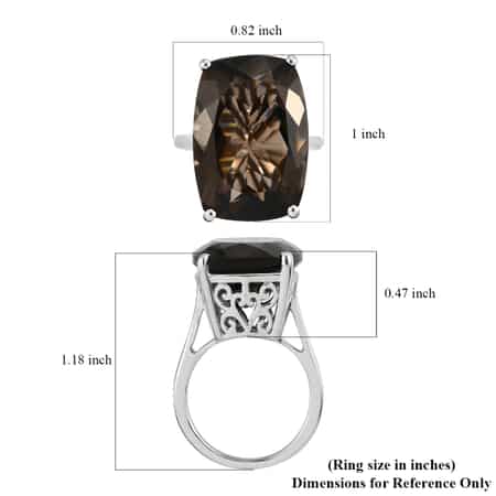 Brazilian Smoky Quartz Solitaire Ring in Platinum Over Sterling Silver (Size 10.0) 24.30 ctw image number 5