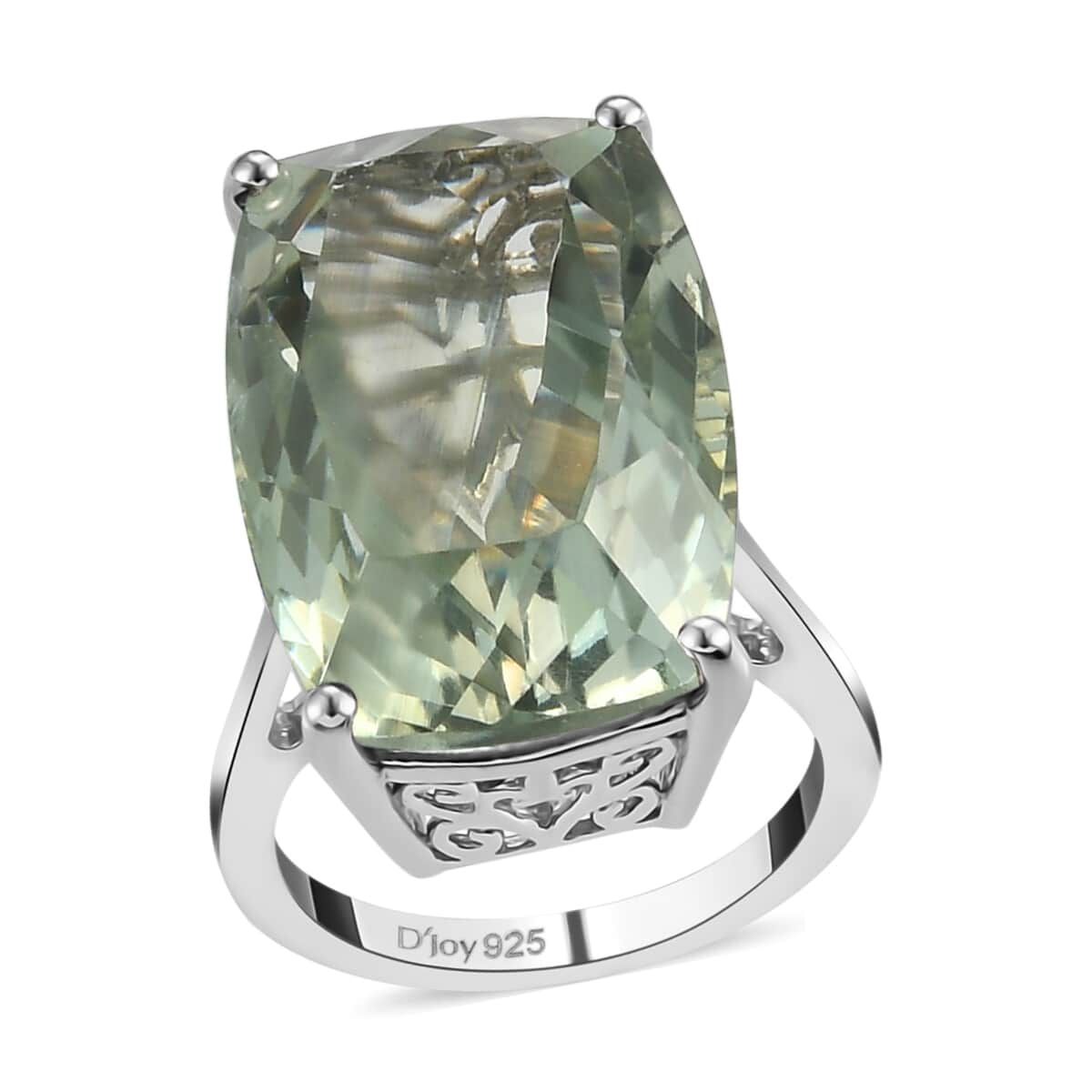 Montezuma Prasiolite Solitaire Ring in Platinum Over Sterling Silver (Size 7.0) 24.50 ctw image number 0
