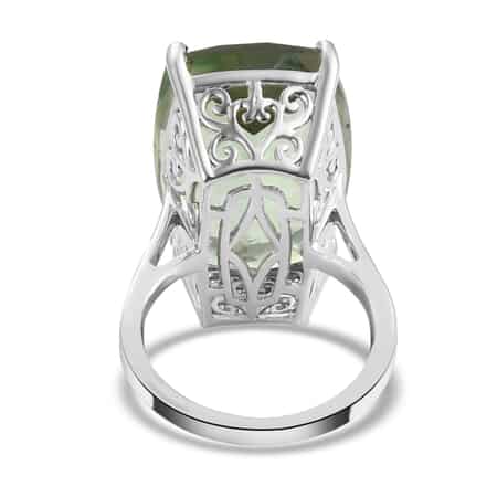Montezuma Prasiolite Solitaire Ring in Platinum Over Sterling Silver (Size 7.0) 24.50 ctw image number 4