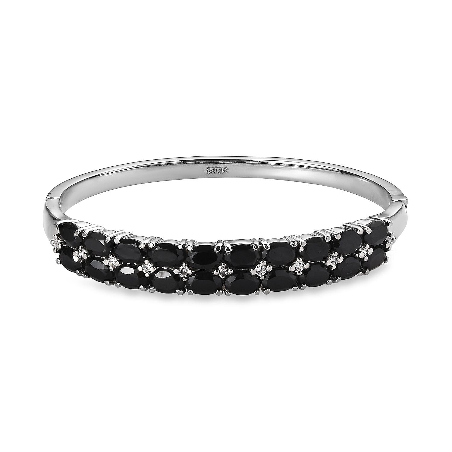 Multi Gemstone Bangle Bracelet in Stainless Steel (6.50 In) 10.50 ctw
