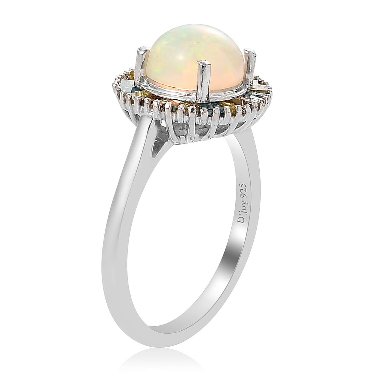 Ethiopian Welo Opal and Multi Diamond Halo Ring in Platinum Over Sterling Silver (Size 10.0) 1.65 ctw image number 3