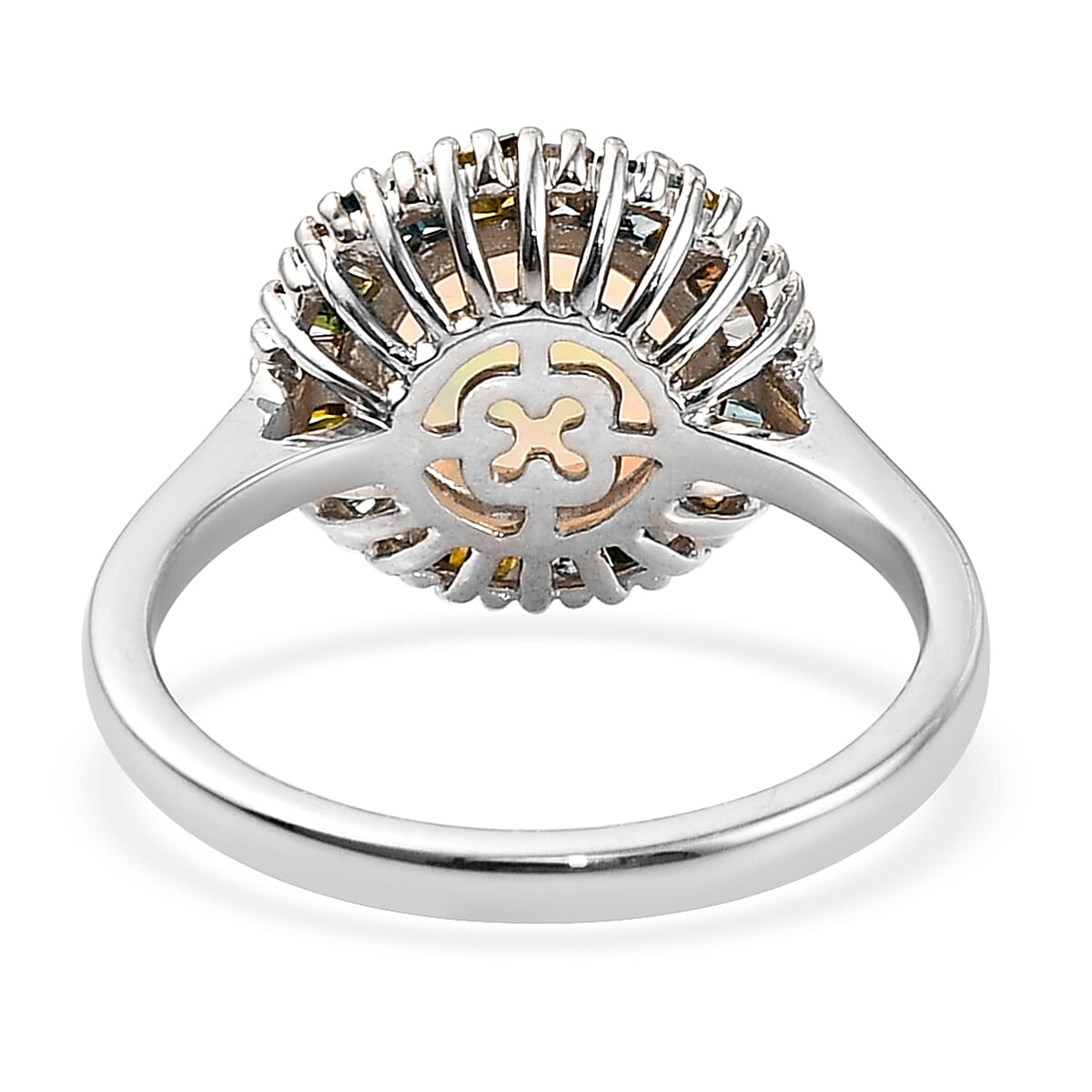 Ethiopian Welo Opal and Multi Diamond Halo Ring in Platinum Over Sterling Silver (Size 10.0) 1.65 ctw image number 4