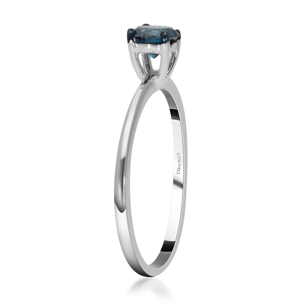 Blue Diamond Solitaire Ring | Platinum Over Sterling Silver Ring | Blue Diamond Ring | Promise Ring | Rings For Her 0.50 ctw (Size 8.0) image number 3