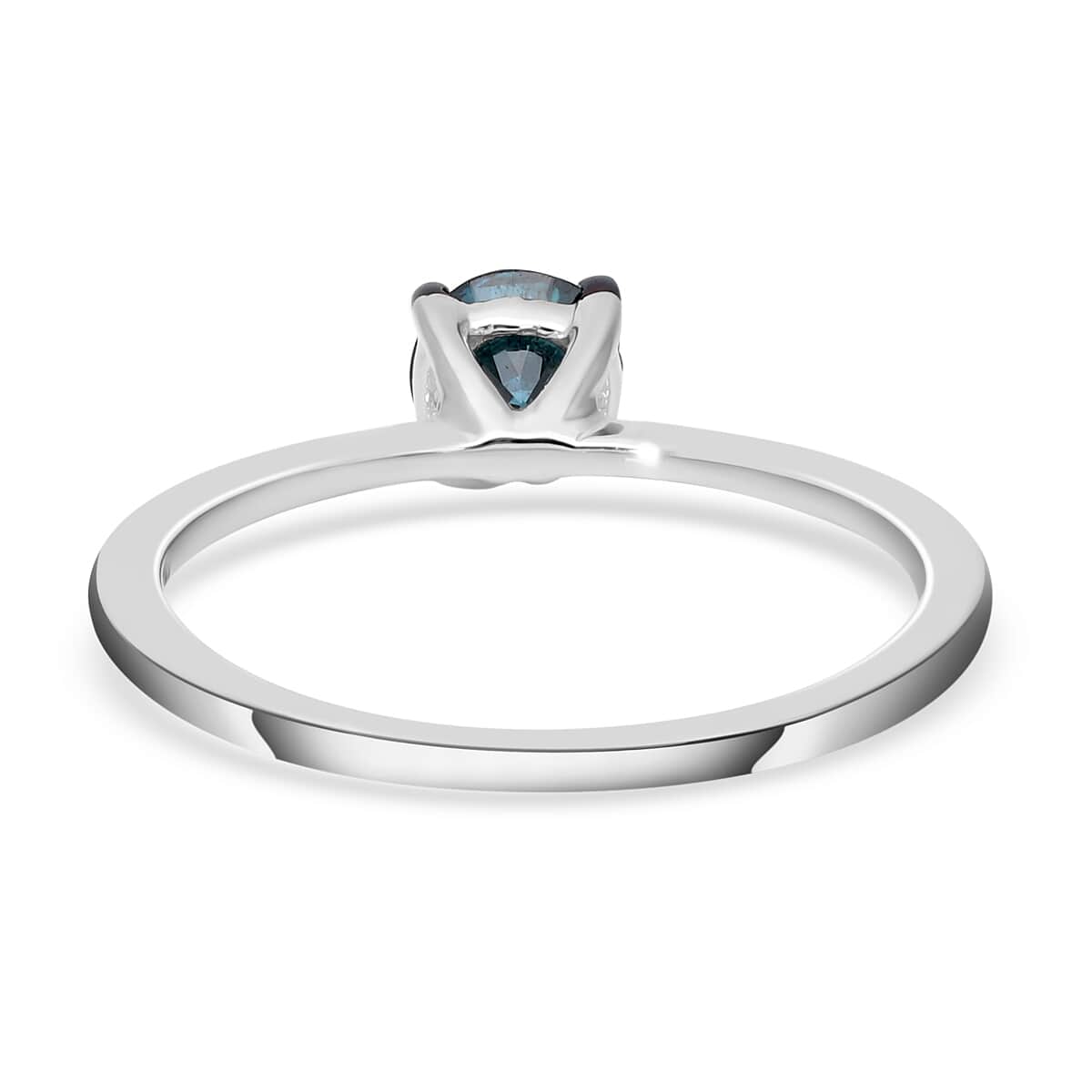 Blue Diamond Solitaire Ring | Platinum Over Sterling Silver Ring | Blue Diamond Ring | Promise Ring | Rings For Her 0.50 ctw (Size 8.0) image number 4