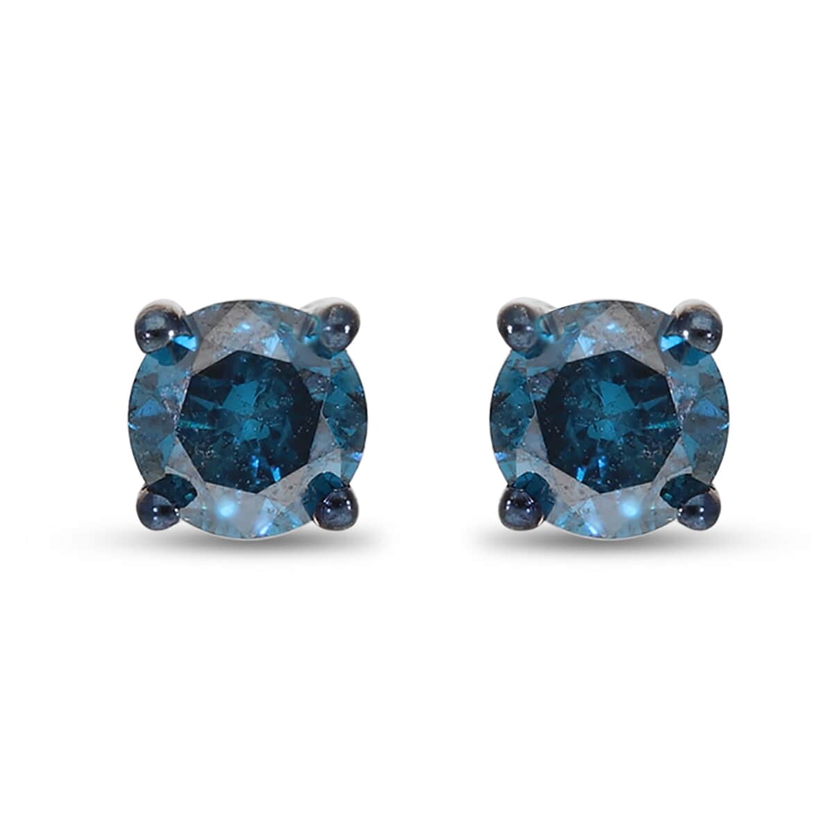 Blue Diamond Stud Earrings in Platinum Over Sterling Silver 1.10 ctw image number 0