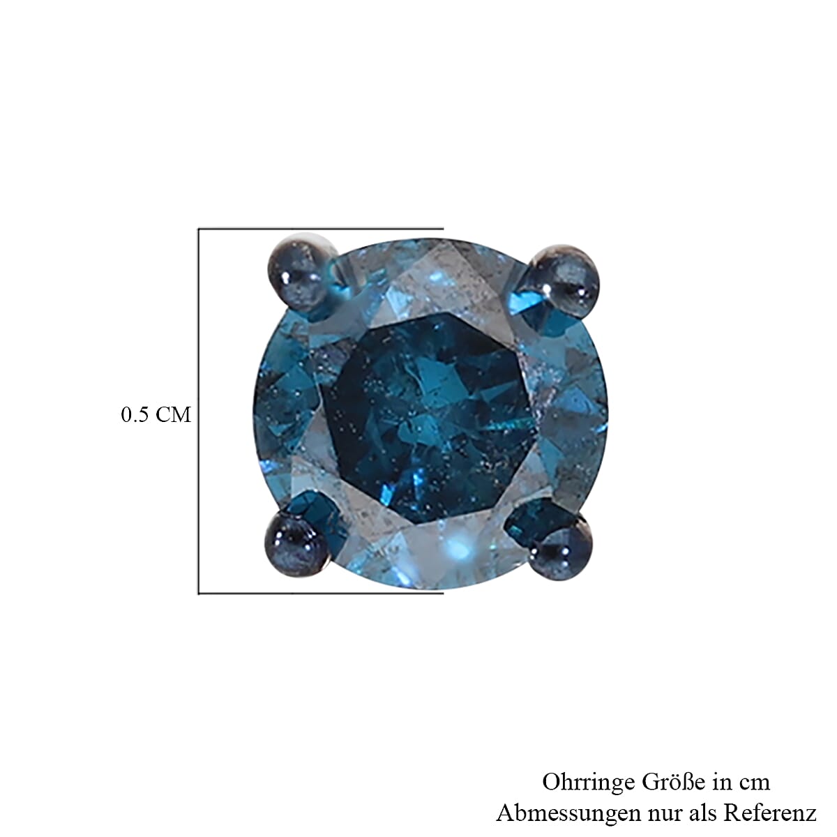 Blue Diamond Stud Earrings in Platinum Over Sterling Silver 1.10 ctw