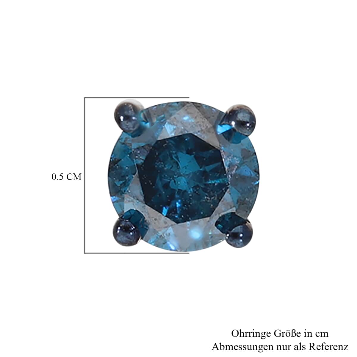 Blue Diamond Stud Earrings in Platinum Over Sterling Silver 1.10 ctw image number 4