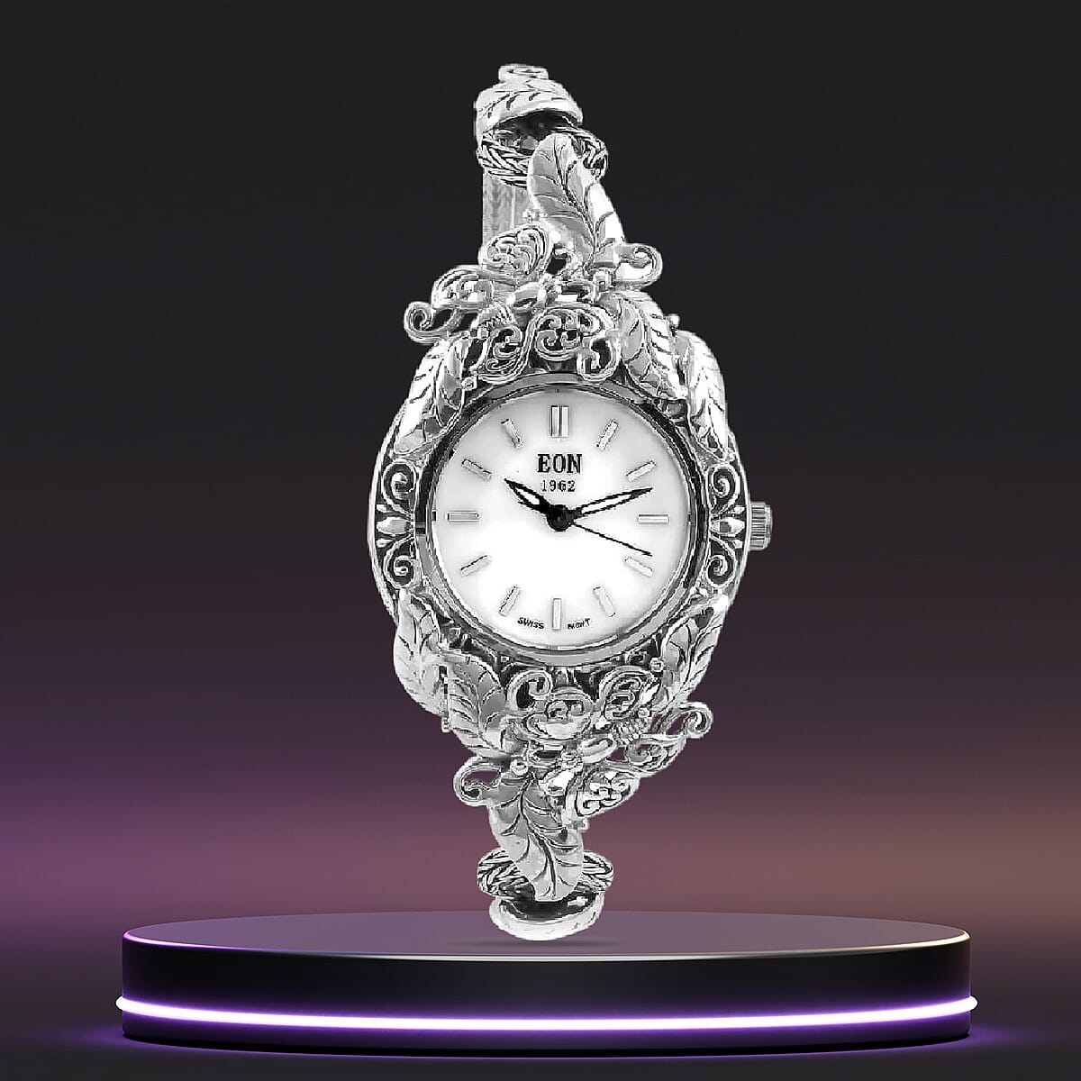 Eon 1962 Swiss Movement Bracelet Watch in Sterling Silver, Designer Bracelet Watch, Analog Luxury Wristwatch (7.50 In) (26mm) 26.10 Grams image number 1