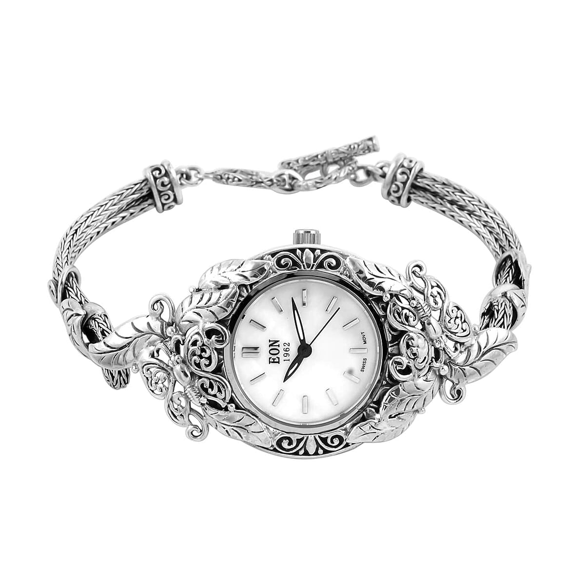 Eon 1962 Swiss Movement Bracelet Watch in Sterling Silver, Designer Bracelet Watch, Analog Luxury Wristwatch (7.50 In) (26mm) 26.10 Grams image number 5