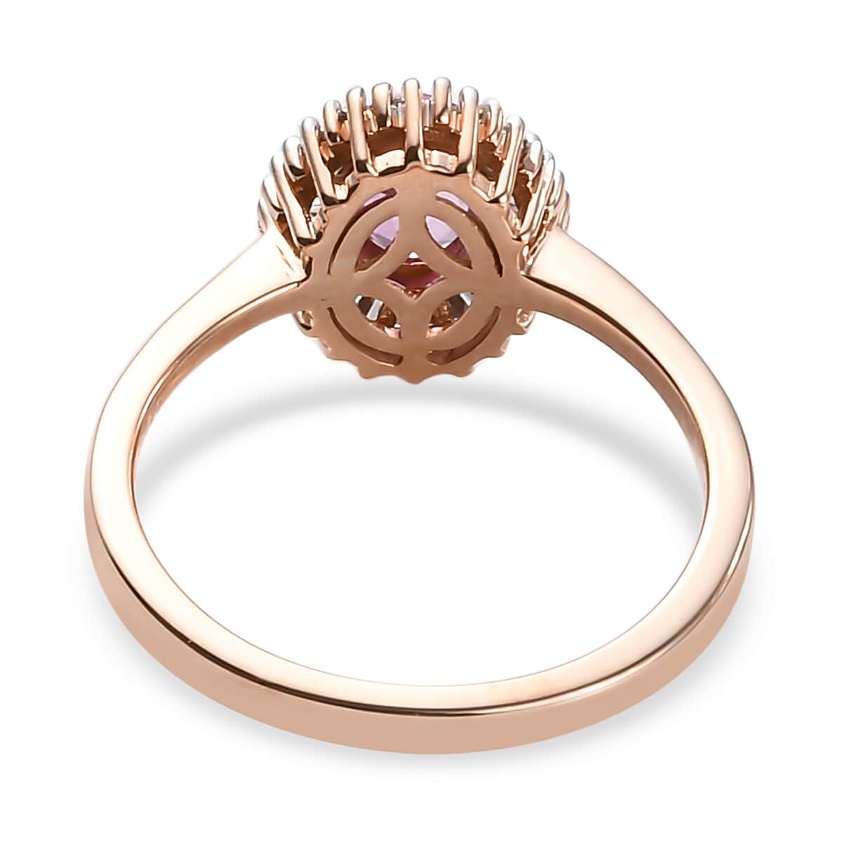Iliana 18K Rose Gold AAA Madagascar Pink Sapphire and G-H SI Diamond Halo Ring (Size 6.0) 1.15 ctw image number 4