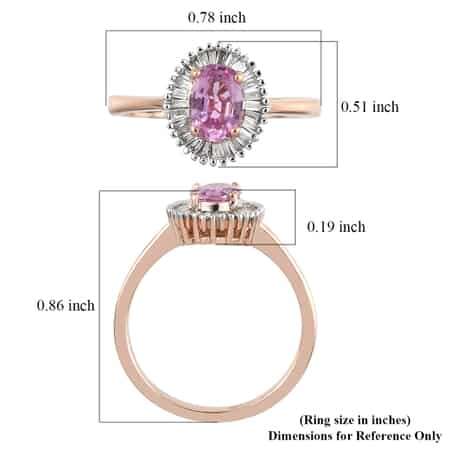Iliana 18K Rose Gold AAA Madagascar Pink Sapphire and G-H SI Diamond Halo Ring (Size 8.0) 1.15 ctw image number 5