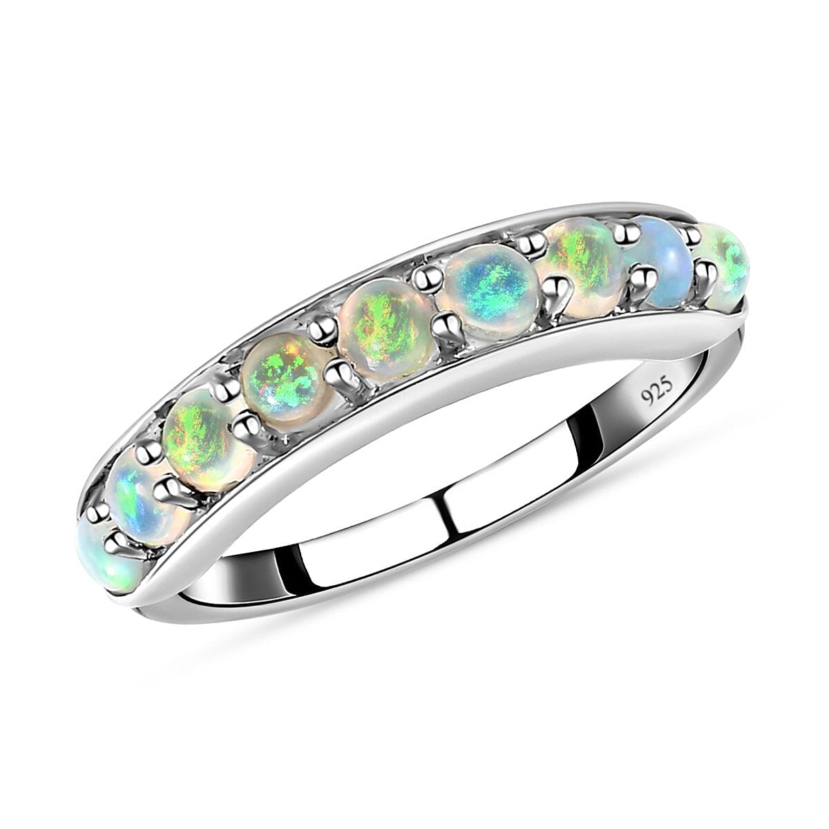 Ethiopian Welo Opal 0.90 ctw Ring in Platinum Over Sterling Silver (Size 6.5)