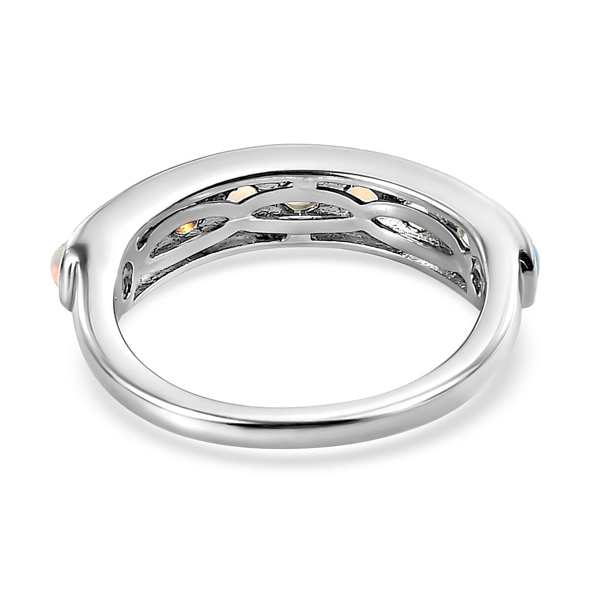 Ethiopian Welo Opal 0.90 ctw Ring in Platinum Over Sterling Silver (Size 6.5)