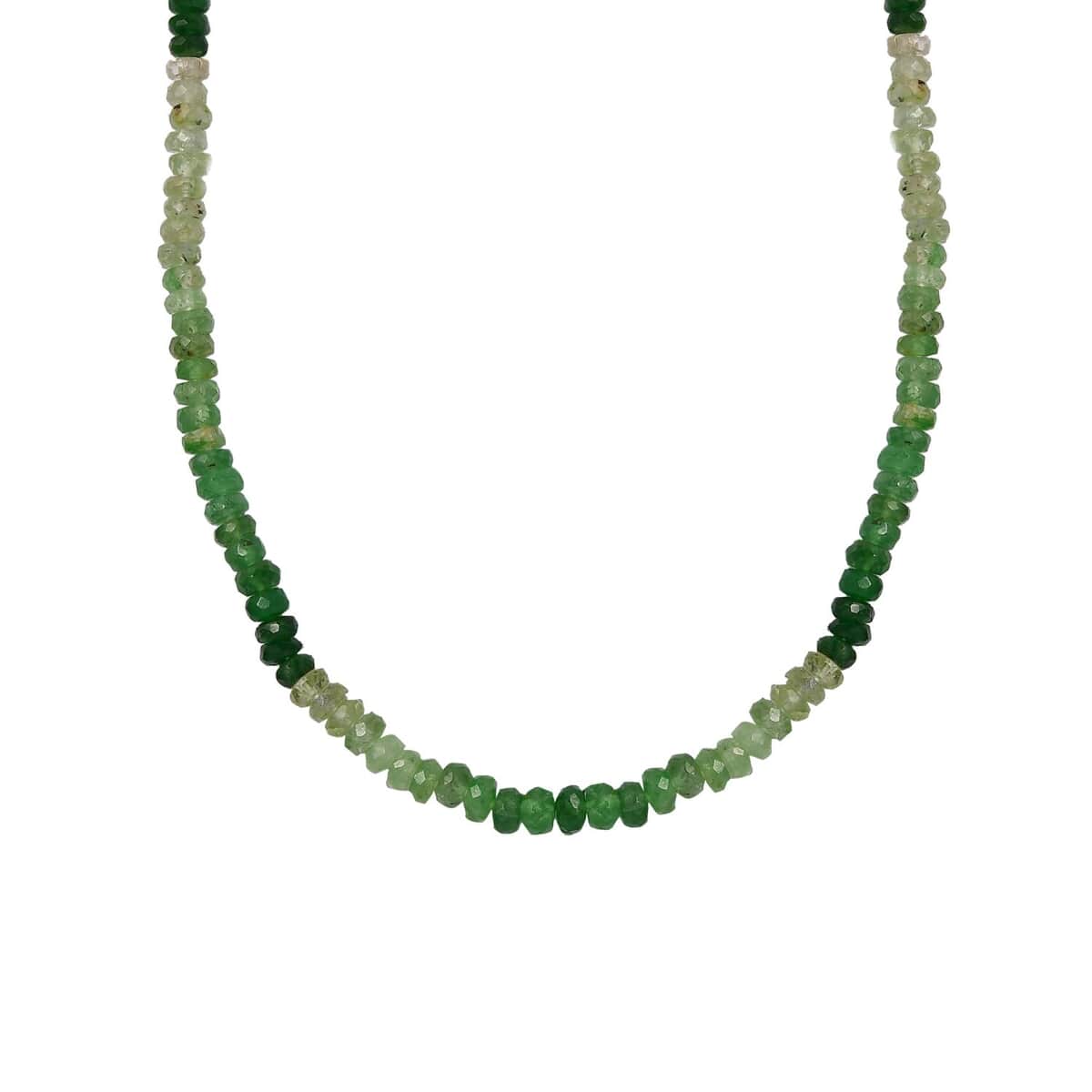 Natural Shades of Tsavorite Garnet Beaded Necklace 18-20 Inches in Platinum Over Sterling Silver 74.00 ctw image number 0