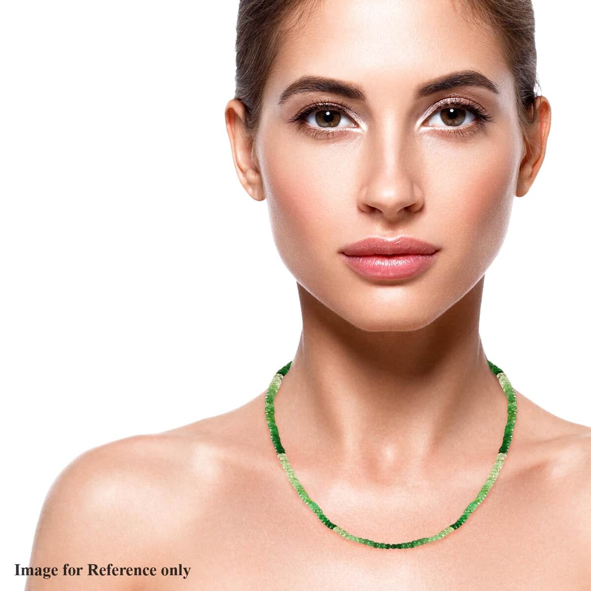 Natural Shades of Tsavorite Garnet Beaded Necklace 18-20 Inches in Platinum Over Sterling Silver 74.00 ctw image number 1