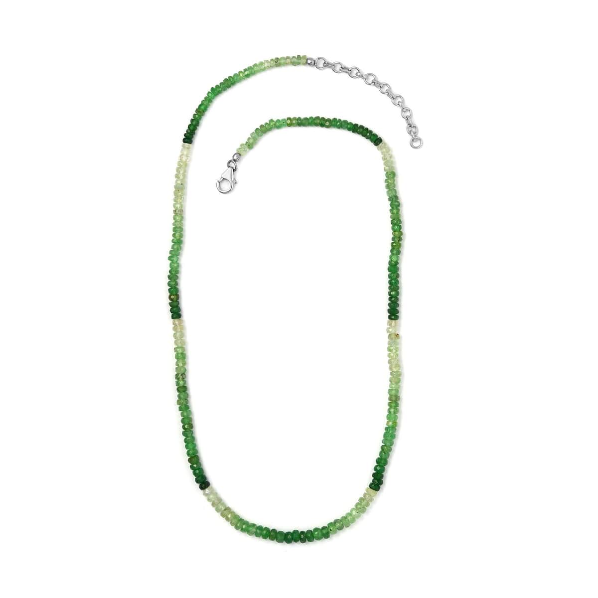 Natural Shades of Tsavorite Garnet Beaded Necklace 18-20 Inches in Platinum Over Sterling Silver 74.00 ctw image number 2