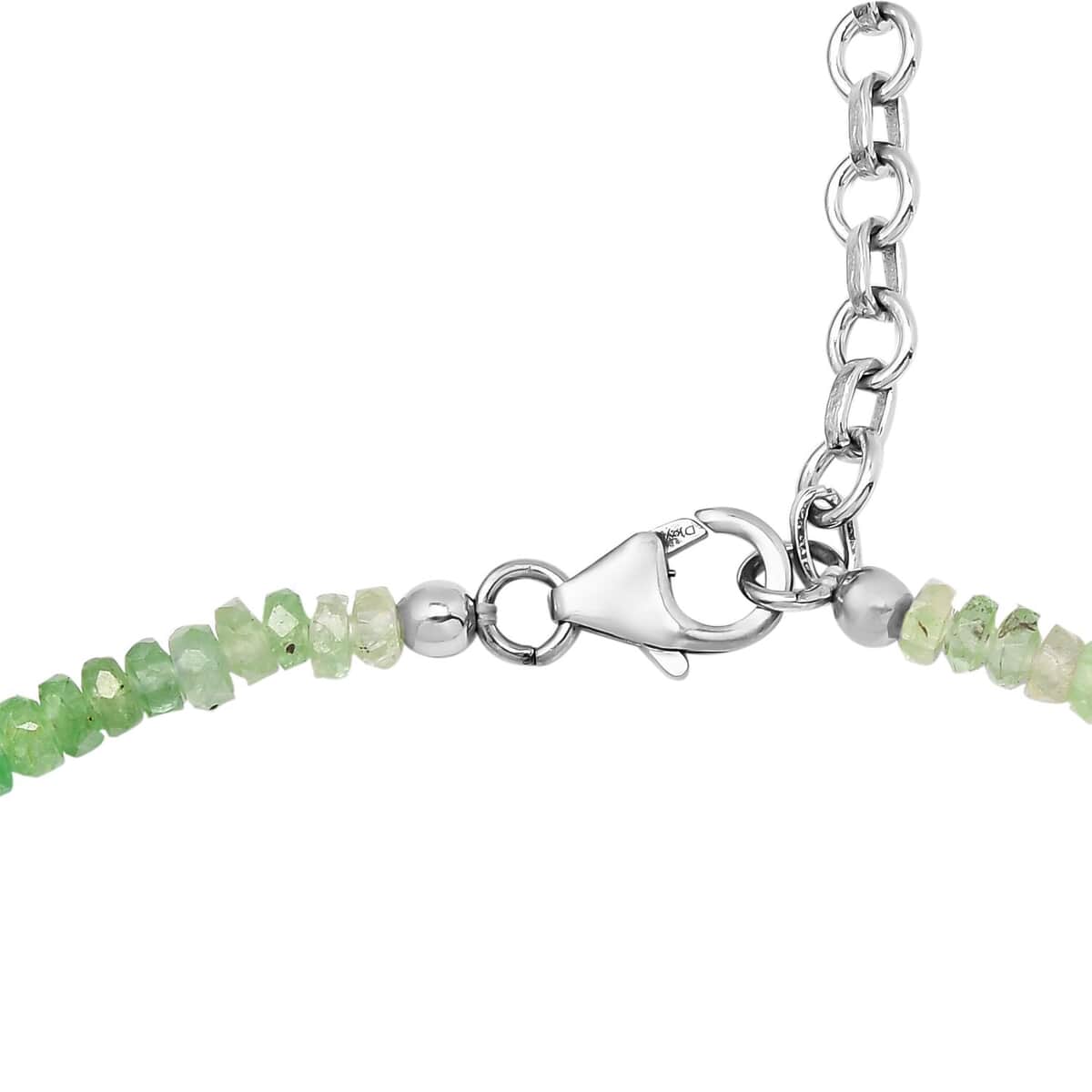 Natural Shades of Tsavorite Garnet Beaded Necklace 18-20 Inches in Platinum Over Sterling Silver 74.00 ctw image number 3