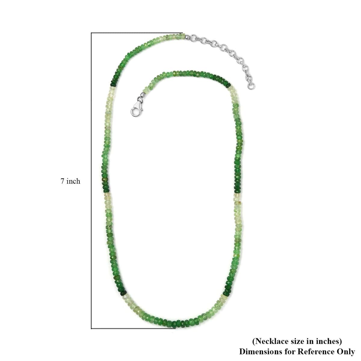 Natural Shades of Tsavorite Garnet Beaded Necklace 18-20 Inches in Platinum Over Sterling Silver 74.00 ctw image number 4
