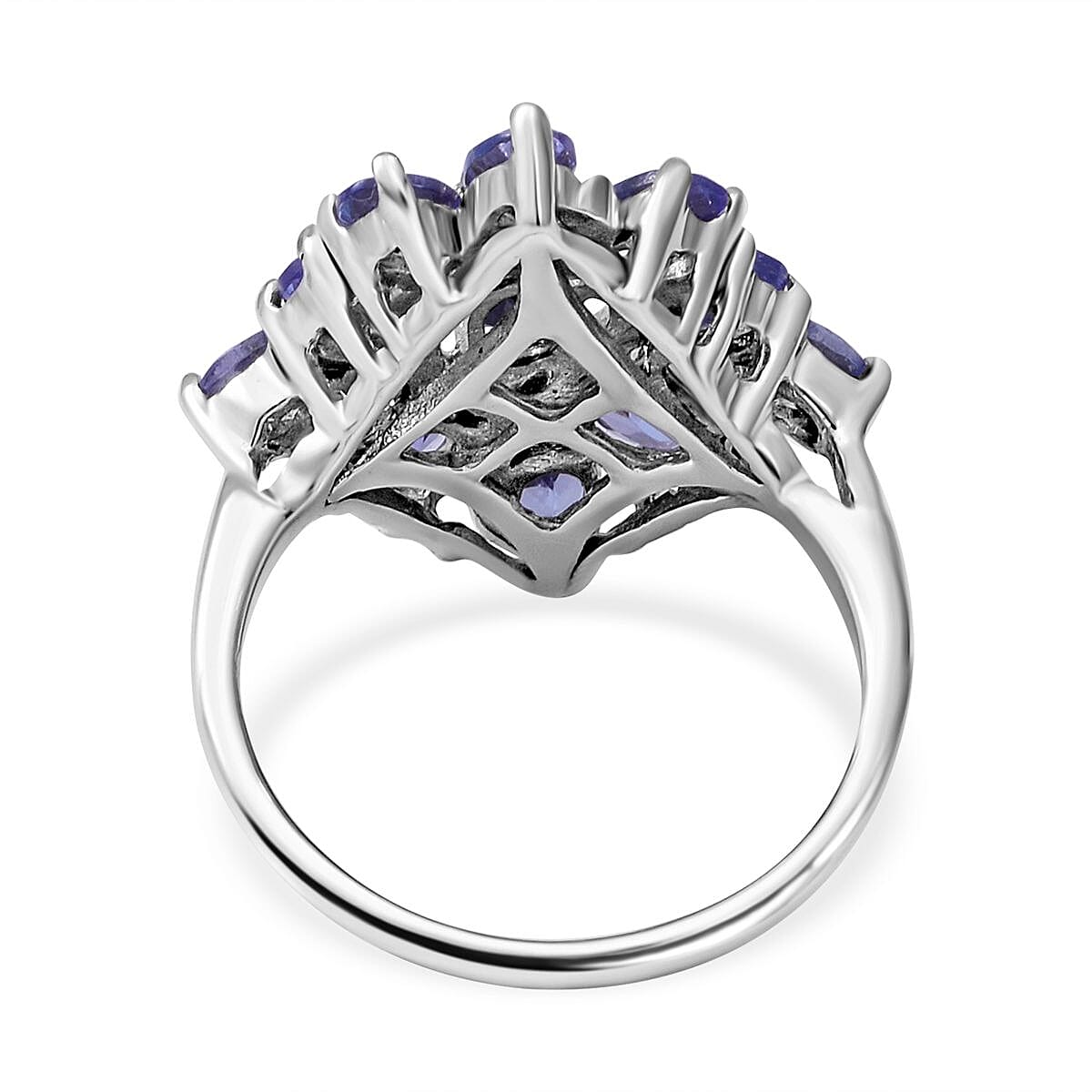 Tanzanite 2.40 ctw Ring in Platinum Over Sterling Silver (Size 5.5)