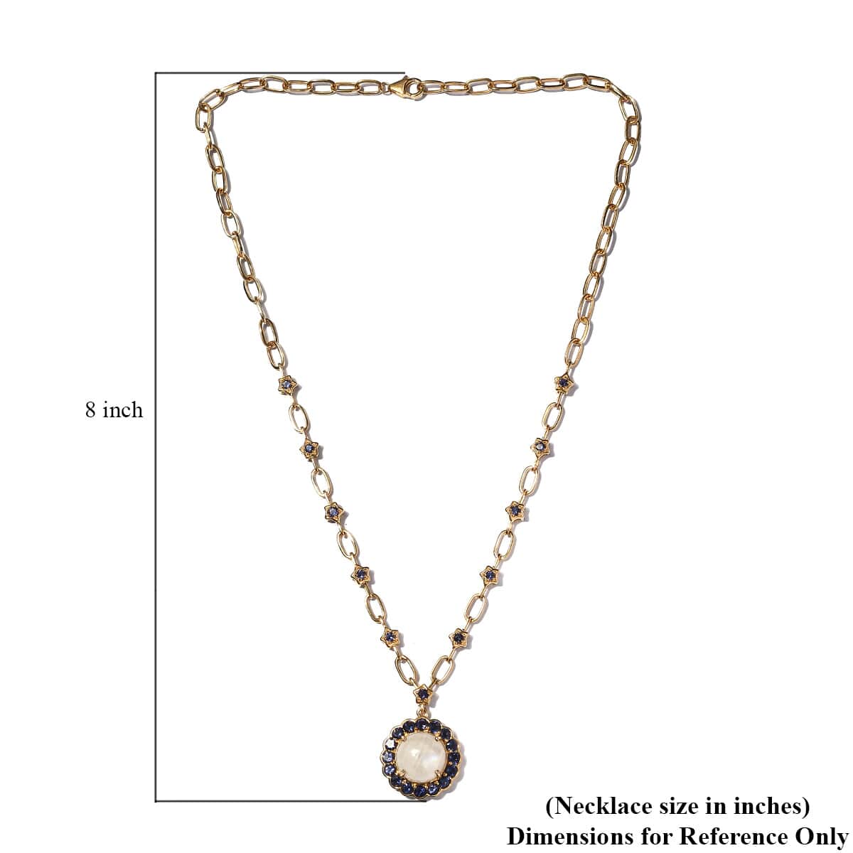 Premium Rainbow Moonstone and Catalina Iolite Flower Necklace 18 Inches in Vermeil Yellow Gold Over Sterling Silver 11.50 ctw image number 4