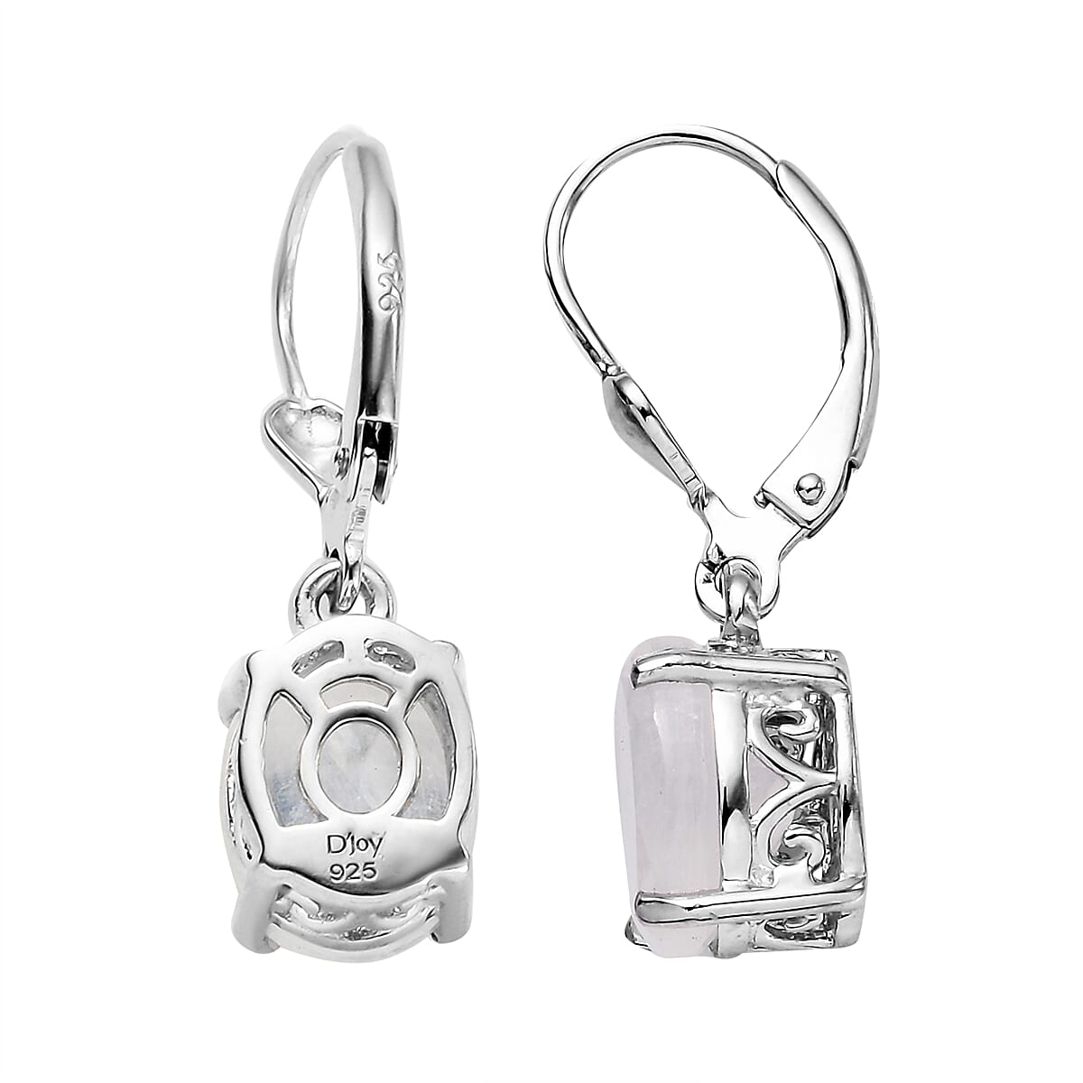 Rainbow Moonstone Lever Back Earrings in Platinum Over Sterling Silver 5.25 ctw