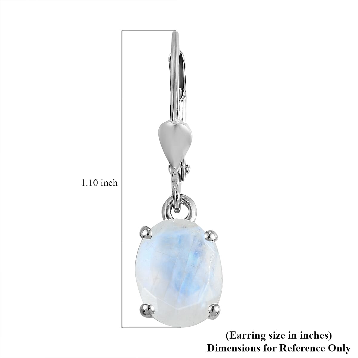 Rainbow Moonstone Lever Back Earrings in Platinum Over Sterling Silver 5.25 ctw