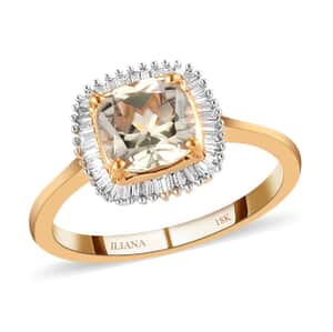 Iliana 18K Yellow Gold AAA Turkizite and G-H SI Diamond Halo Ring (Size 10.0) 2.00 ctw