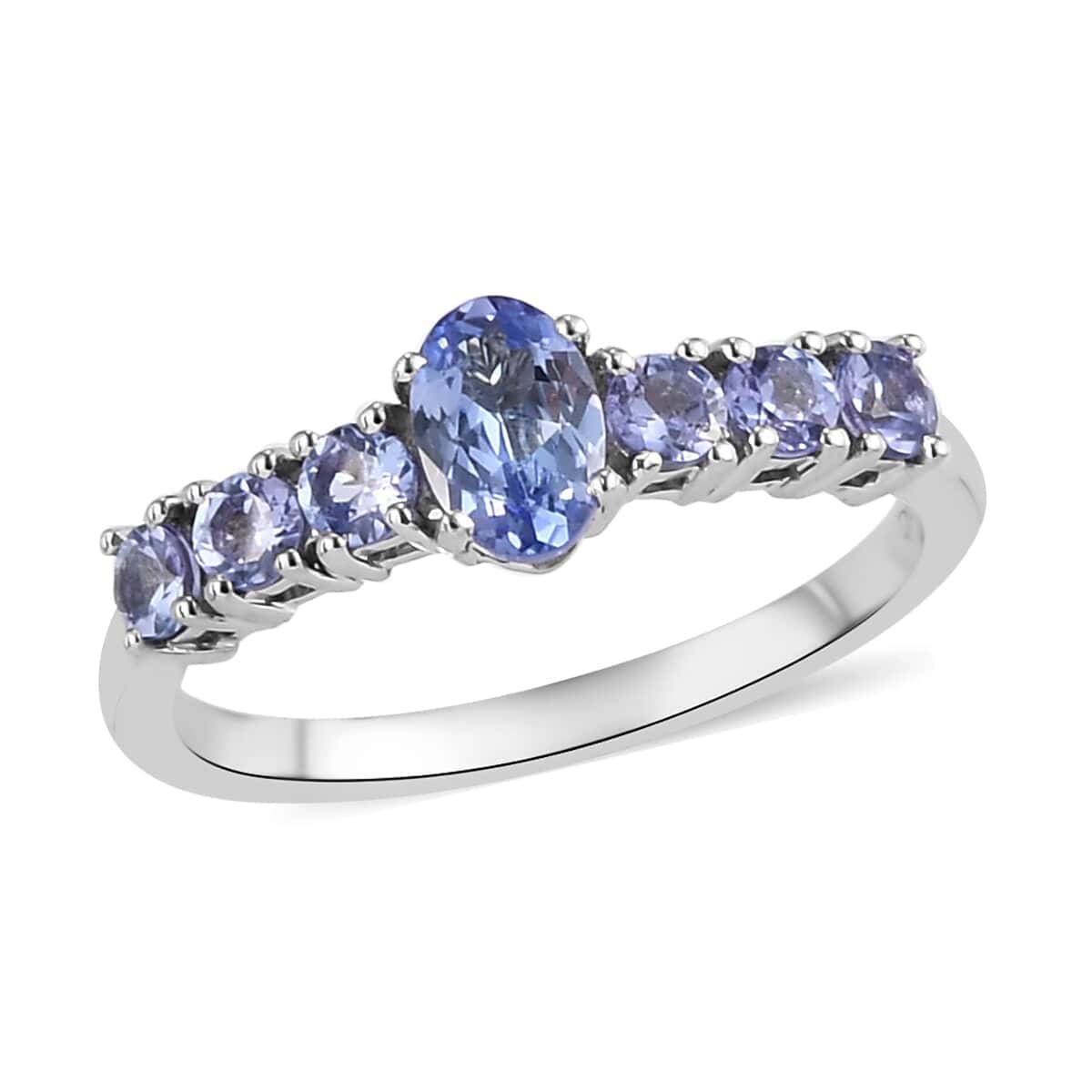 Tanzanite Ring in Platinum Over Sterling Silver (Size 5.0) 1.10 ctw image number 0