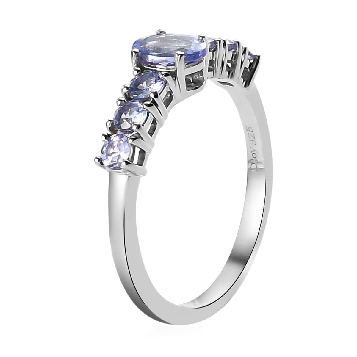 Tanzanite Ring in Platinum Over Sterling Silver (Size 5.0) 1.10 ctw image number 3