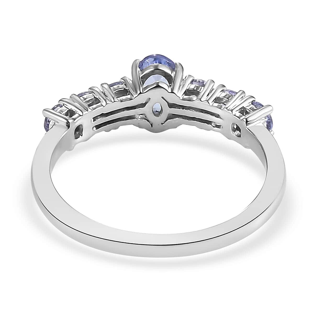 Tanzanite Ring in Platinum Over Sterling Silver (Size 10.0) 1.10 ctw