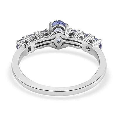 Tanzanite Ring in Platinum Over Sterling Silver (Size 10.0) 1.10 ctw