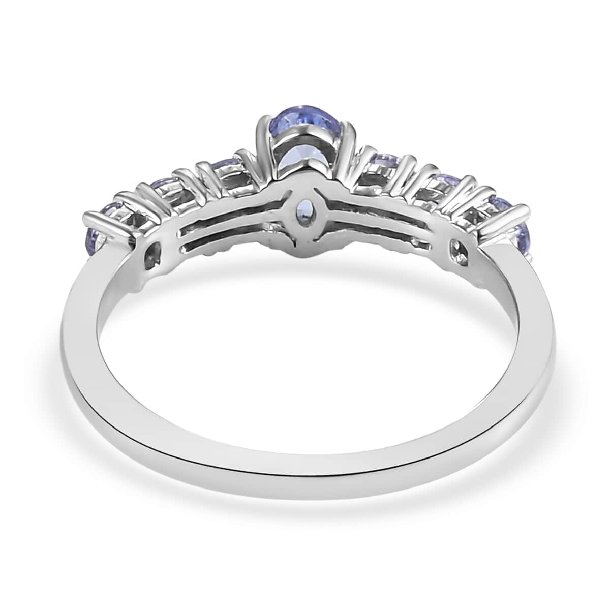 Tanzanite Ring in Platinum Over Sterling Silver (Size 5.0) 1.10 ctw image number 4