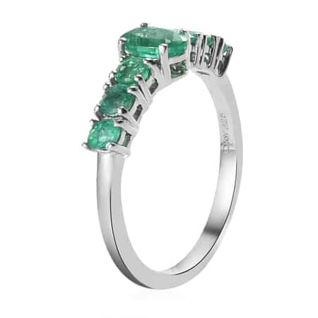 Kagem Zambian Emerald Ring in Platinum Over Sterling Silver (Size 6.0) 1.00 ctw image number 3