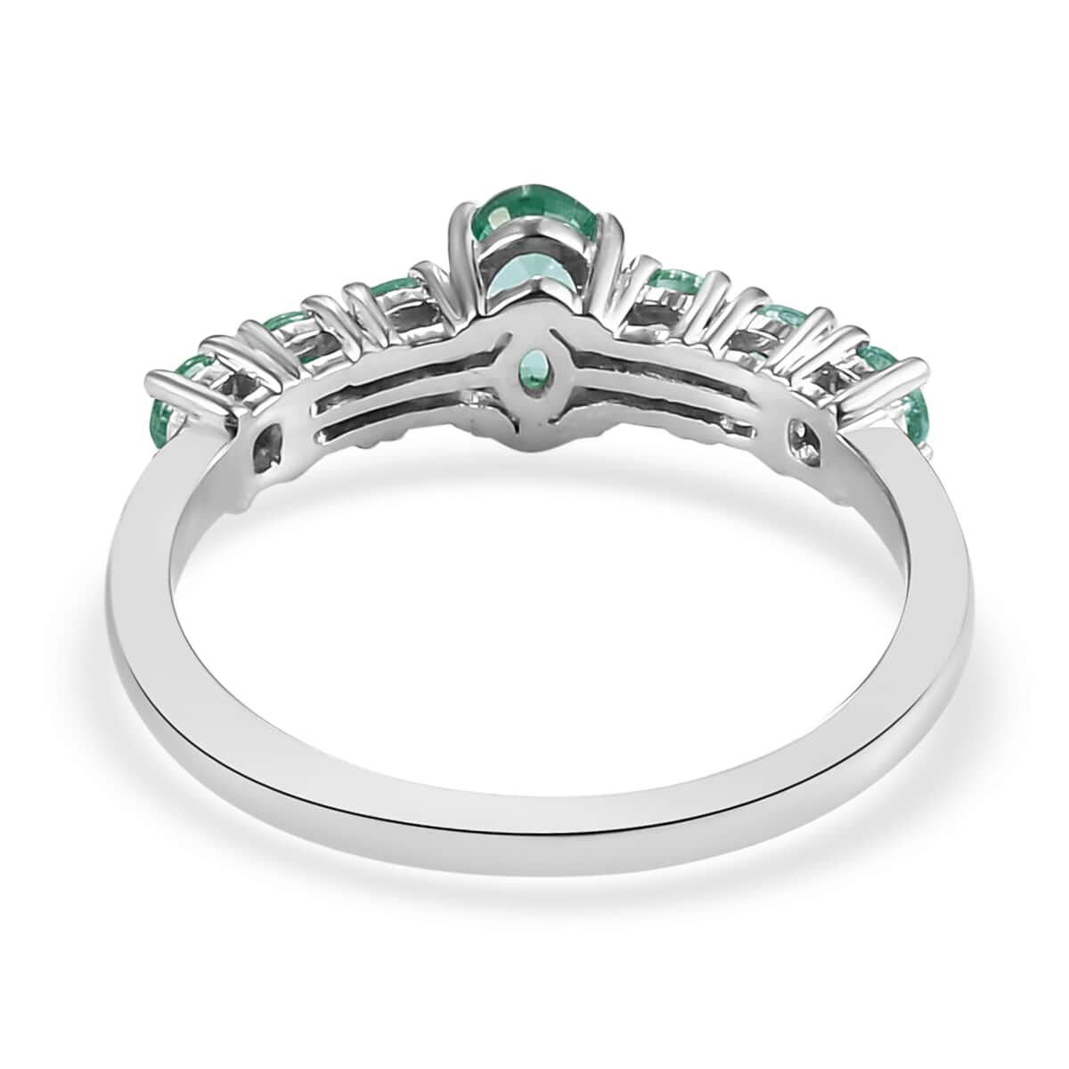 Kagem Zambian Emerald Ring in Platinum Over Sterling Silver (Size 6.0) 1.00 ctw image number 4