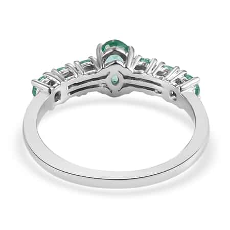 Kagem Zambian Emerald Ring in Platinum Over Sterling Silver (Size 6.0) 1.00 ctw image number 4