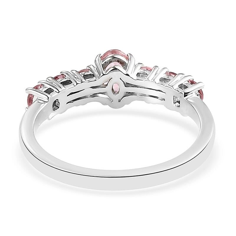 Morro Redondo Pink Tourmaline Ring in Platinum Over Sterling Silver (Size 7.0) 1.00 ctw