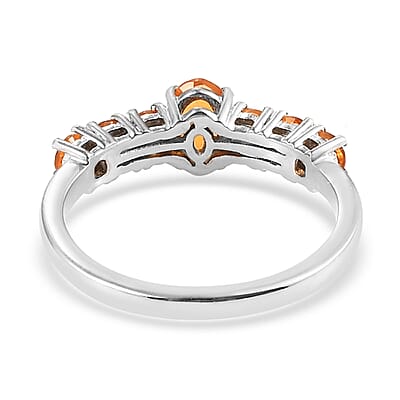 Jalisco Fire Opal Ring in Platinum Over Sterling Silver (Size 7.0) 0.65 ctw