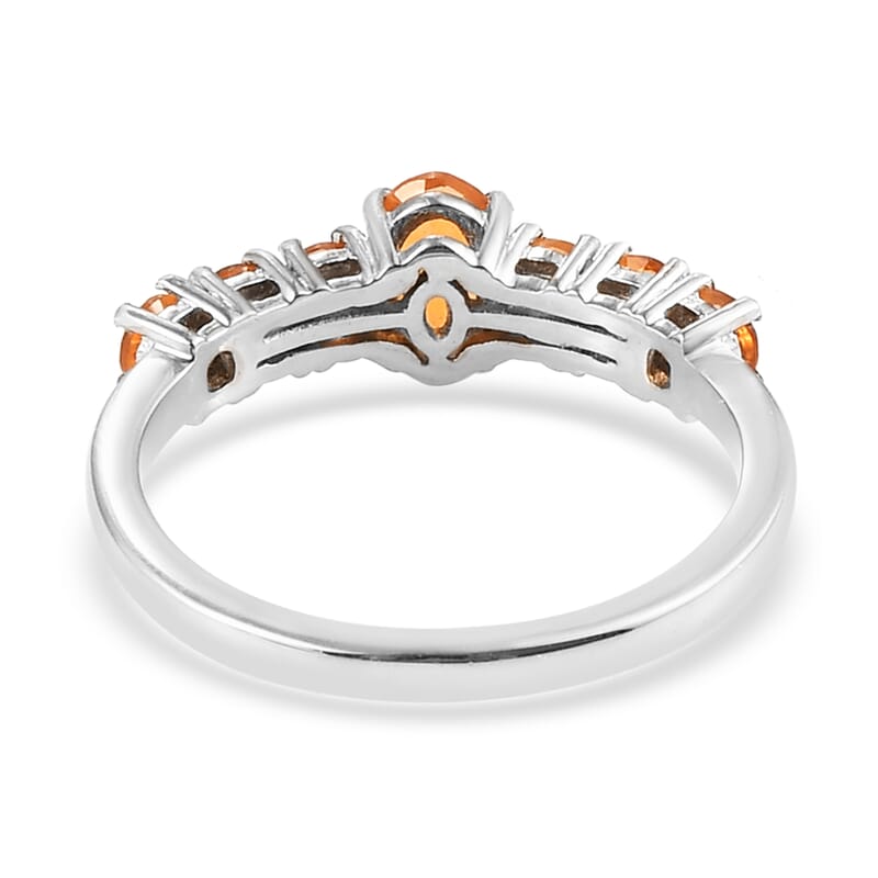 Jalisco Fire Opal Ring in Platinum Over Sterling Silver (Size 7.0) 0.65 ctw