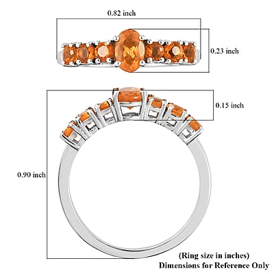 Jalisco Fire Opal (Ovl 6x4 mm) Ring in Platinum Over Sterling Silver (Size 9.0) 0.65 ctw